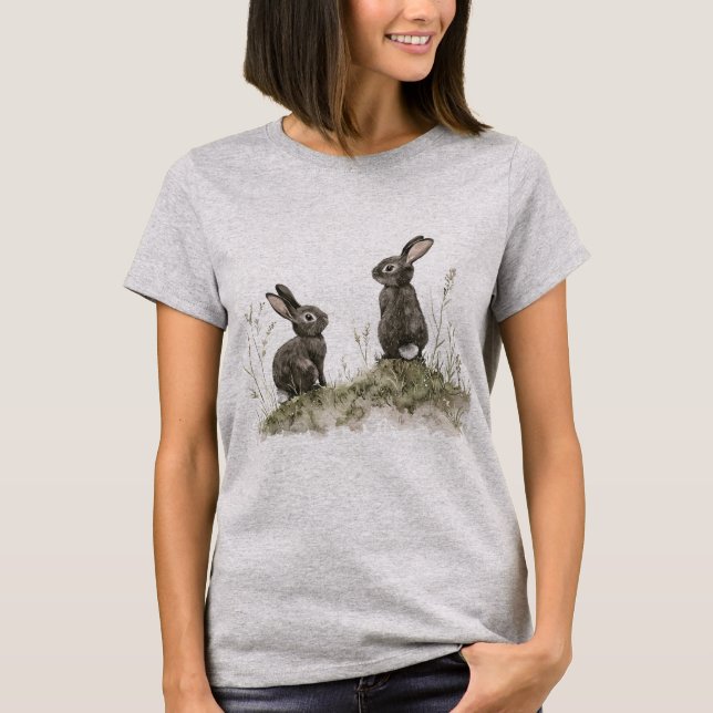 Camiseta Dos conejitos grises ahumados (Anverso)