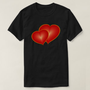 Camiseta Dos corazones rojos, gráfico de arte digital moder