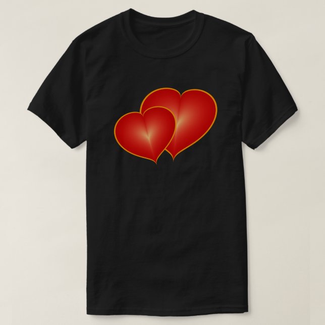 Camiseta Dos corazones rojos, gráfico de arte digital moder (Diseño del anverso)