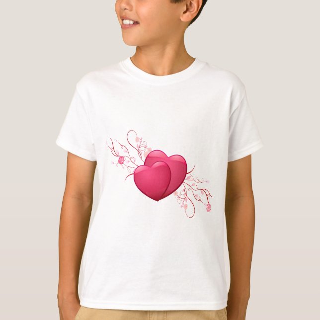 Camiseta Dos corazones rosados (Anverso)