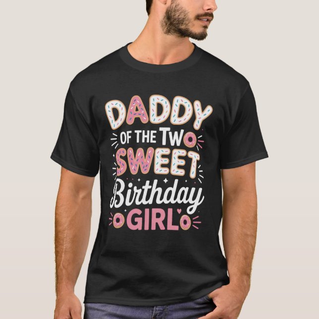 Camiseta Dos Cumpleaños Dulces Niña Padre Donut Coincidente (Anverso)