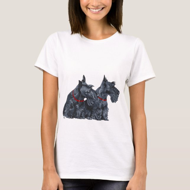 Camiseta Dos curiosos terriers escoceses (Anverso)