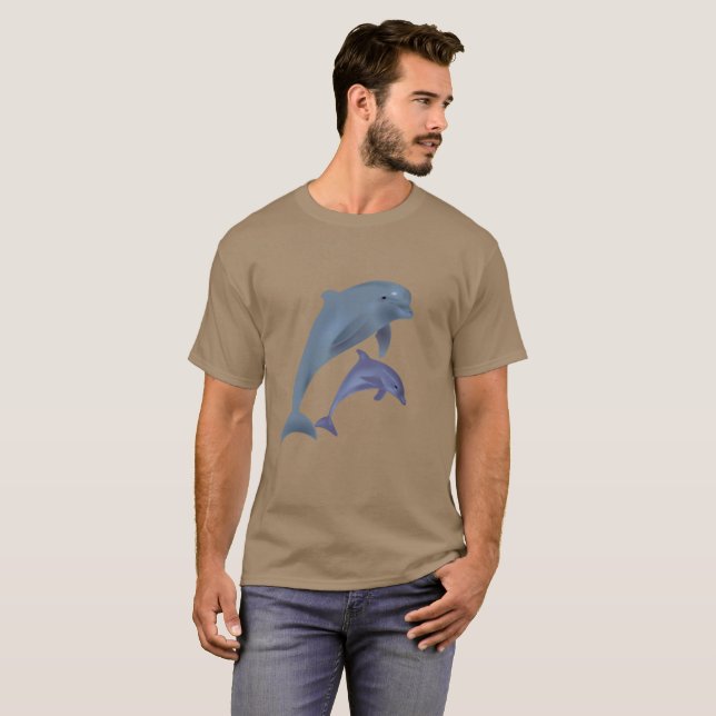 Camiseta Dos delfines tropicales saltando uno al lado del o (Anverso completo)