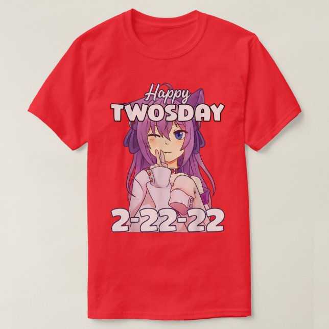 Camiseta Dos días, 2-22-22, Chica de anime, dos dedos, paz (Diseño del anverso)