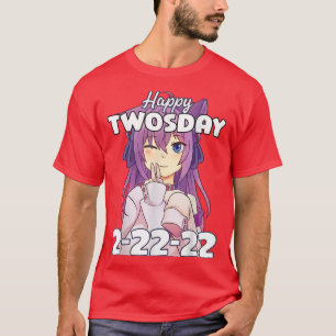 Camiseta Dos días, 2-22-22, Chica de anime, dos dedos, paz
