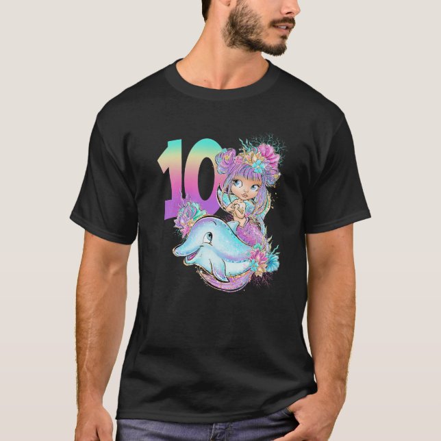 Camiseta Dos dígitos 10.ª sirena de cumpleaños 10 (Anverso)