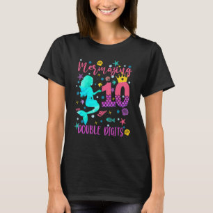 Camiseta Dos dígitos Cumpleaños Sirena 10 años de edad Día