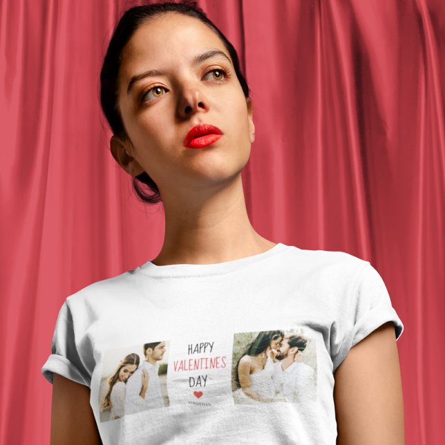 Camiseta Dos fotos | Feliz Día de San Valentín | Doble rega (Subido por el creador)