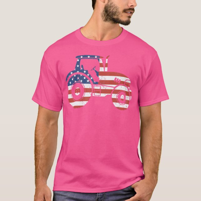 Camiseta dos ganaderos patrióticos de tractores de bandera  (Anverso)