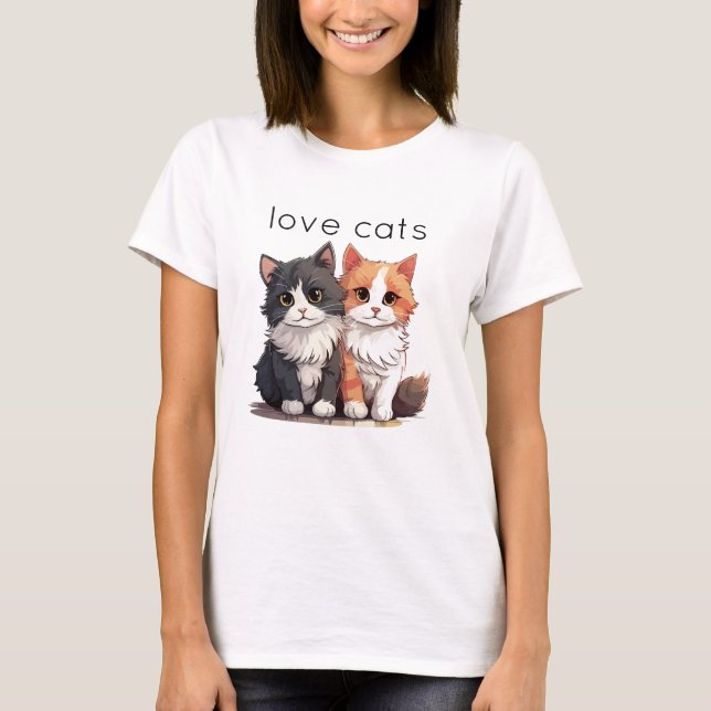 Camiseta Dos gatitos lindos gatos (Anverso)