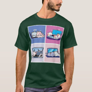 Camiseta Dos gatitos portátil Kawaii Anime Chico de regalo 