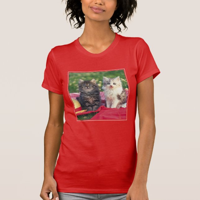 Camiseta Dos gatitos que se sientan en una manta (Anverso)