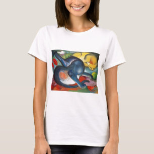 Camiseta Dos gatos, azul y amarillo, Franz Marc