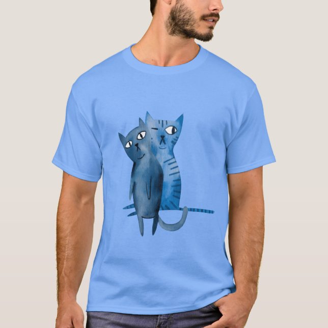 Camiseta Dos gatos azules vintage (Anverso)