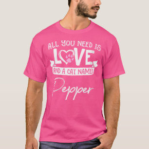 Camiseta Dos Gatos Cuidados Llamados Pepper Y Chicas