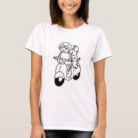 ¡Dos gatos del dibujo animado en una vespa -