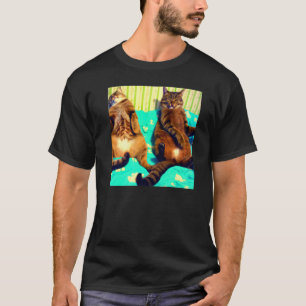 Camiseta Dos gatos divertido meow gatito retrato gatito gat