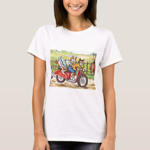 Camiseta Dos gatos en una motocicleta