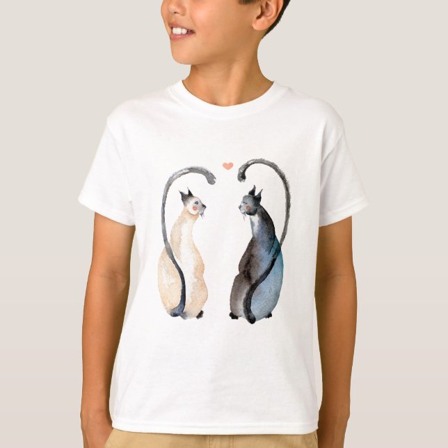 Camiseta Dos gatos enamorados (Anverso)