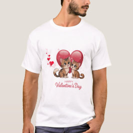 Camiseta Dos gatos feliz San Valentín