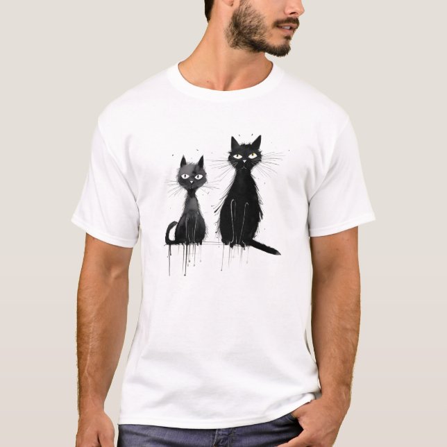 Camiseta Dos gatos negros (Anverso)