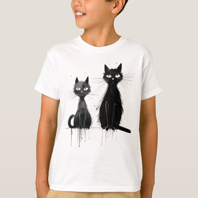 Camiseta Dos gatos negros (Anverso)
