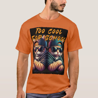 Camiseta Dos gatos son demasiado geniales para la escuela