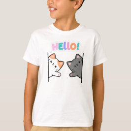 Camiseta Dos gatos te saludan.