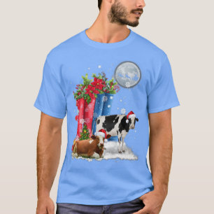 Camiseta Dos Gorras de vacas Santa Navidades iluminan a Chr