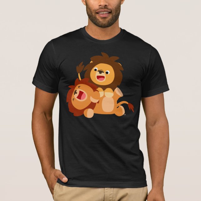 Camiseta Dos graciosos y juguetones leones Personalizados c (Anverso)
