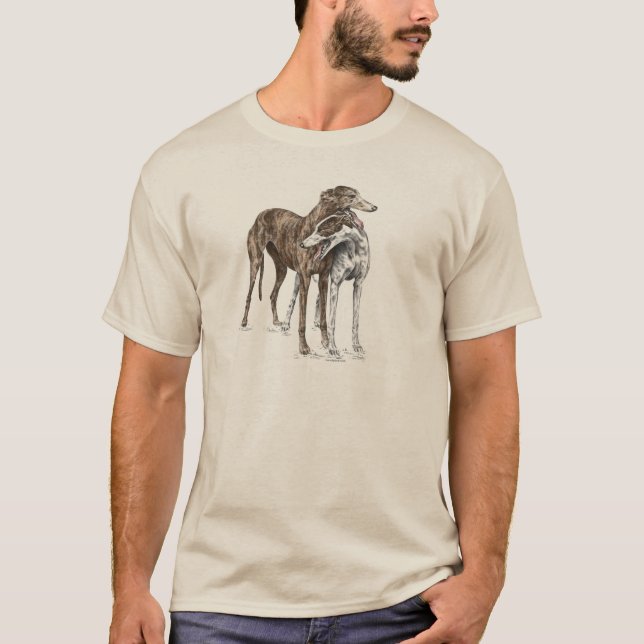 Camiseta Dos Greyhound Friends Dog Art (Anverso)