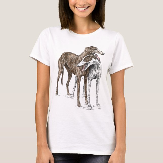 Camiseta Dos Greyhound Friends Dog Art (Anverso)