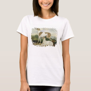 Camiseta Dos Greyhounds en un paisaje (aceite sobre lienzo)