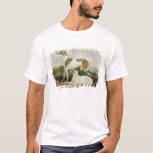 Camiseta Dos Greyhounds en un paisaje (aceite sobre lienzo)