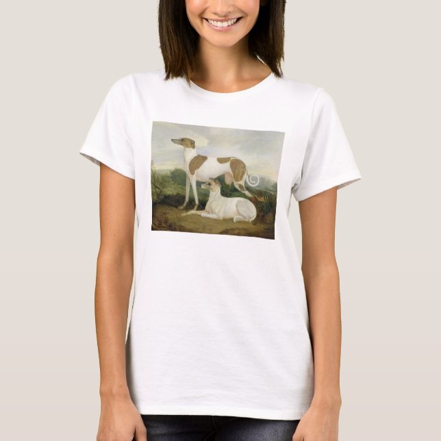 Camiseta Dos Greyhounds en un paisaje (aceite sobre lienzo) (Anverso)