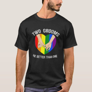 Camiseta Dos Grooms Son Mejores Que Un Gay LGBT Comprometid