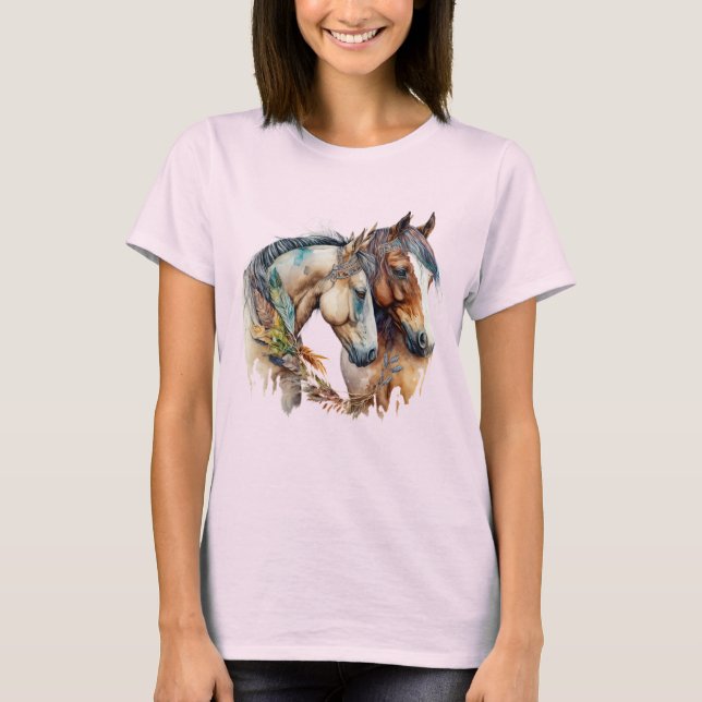 Camiseta Dos hermosos caballos del Boho Occidental (Anverso)