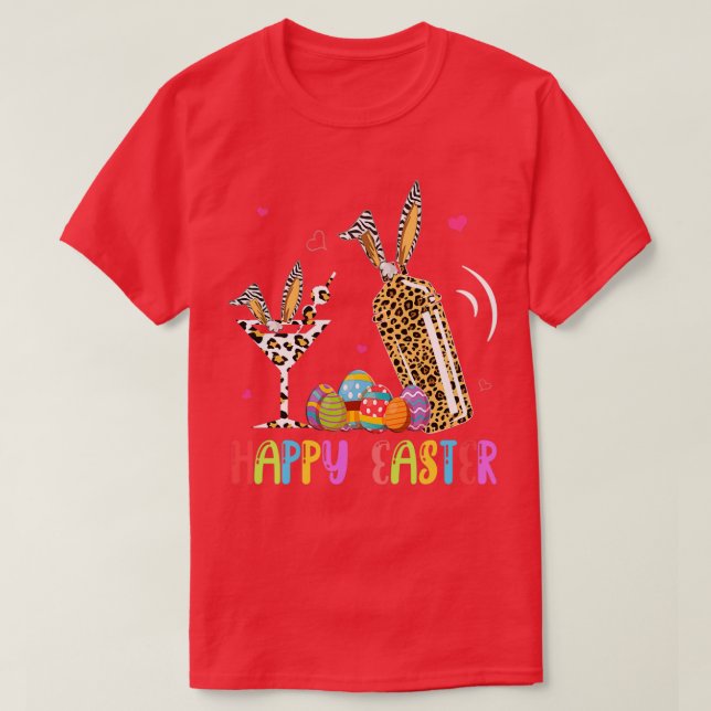 Camiseta Dos herramientas de barman de Pascua Bunny Leopard (Diseño del anverso)