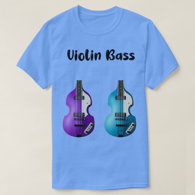 Camiseta Dos Hofner Violin Bass Blue And Purple Musical Ins (Diseño del anverso)