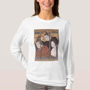 Camiseta Dos hombres y mujer detrás del toldo, pantalla de