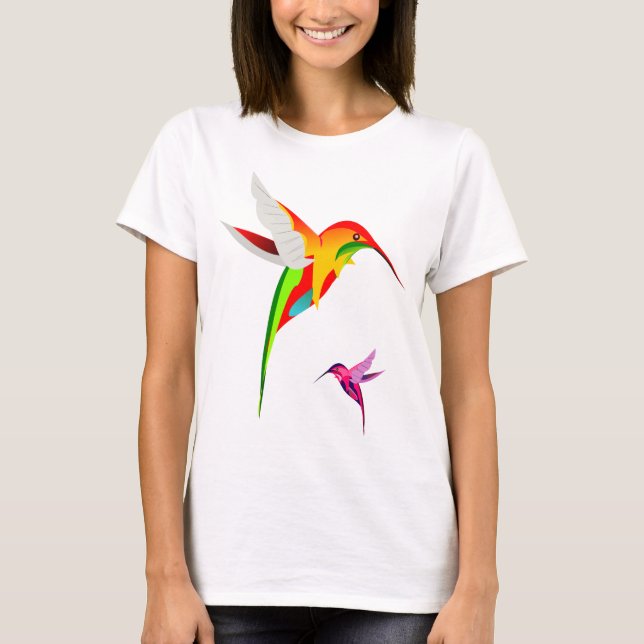 Camiseta Dos Hummingbirds Coloridas y Voladoras (Anverso)