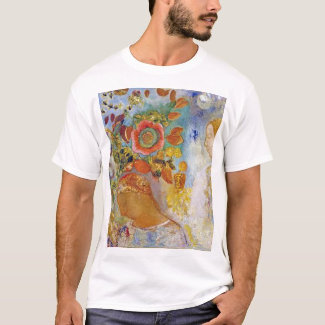 Camiseta Dos jóvenes Chicas entre flores, Redon (Anverso)
