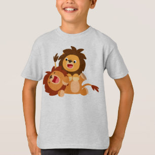 Camiseta Dos juguetones Personalizados adorables leones niñ