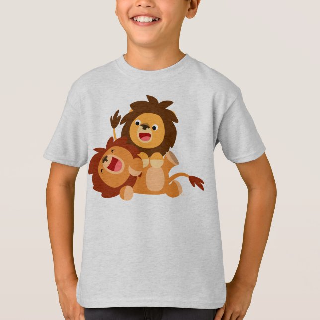 Camiseta Dos juguetones Personalizados adorables leones niñ (Anverso)