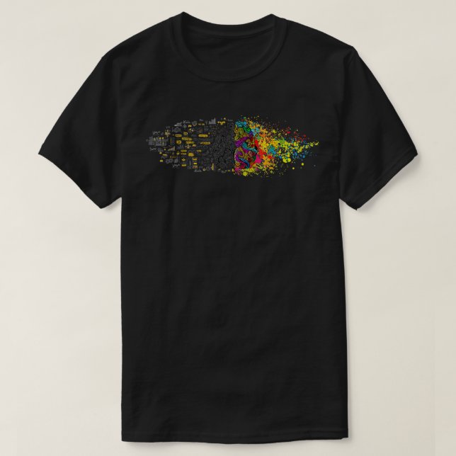 Camiseta Dos Lados De La Ciencia Creativa Cerebral (Diseño del anverso)