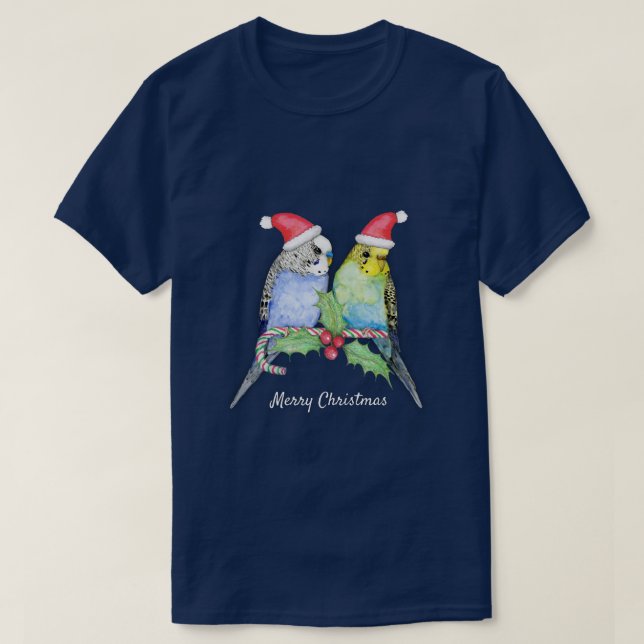 Camiseta Dos lindos Navidades de budgies estilo (Diseño del anverso)