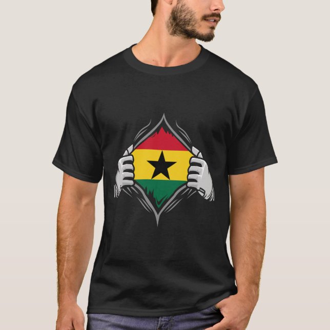Camiseta Dos manos arrancan la bandera reveladora de Ghana (Anverso)