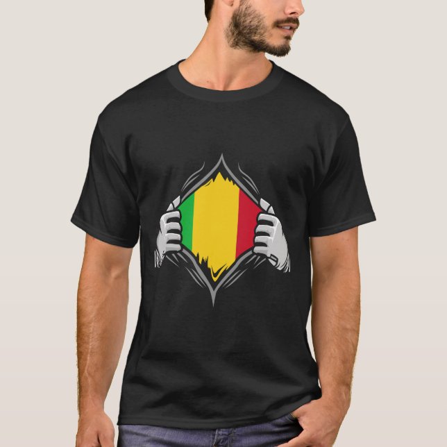 Camiseta Dos manos arrancan la bandera reveladora de Mali (Anverso)
