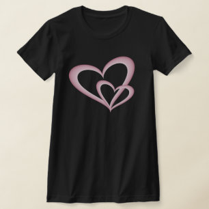 Camiseta Dos modernos corazones rosas abstractos arte