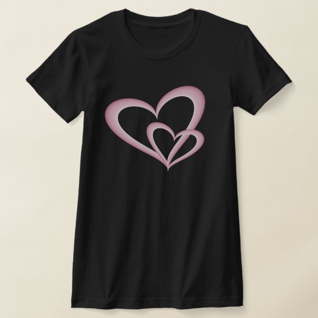 Camiseta Dos modernos corazones rosas abstractos arte (Distribución)